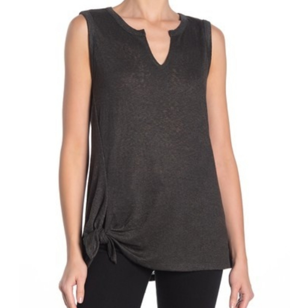 Tie Front Split Neck Tank